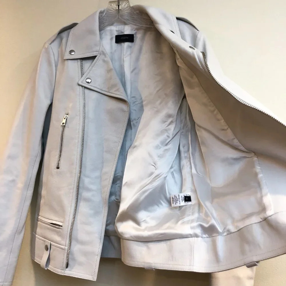 JOSEPH Ryder 100% Lamb Leather White Designer Classic Motorcycle Jacket 36 RARE - Picture 12 of 12